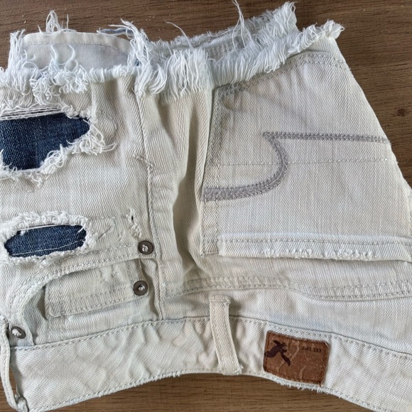 Distressed Cream Denim Shorts - Picture 2 of 10